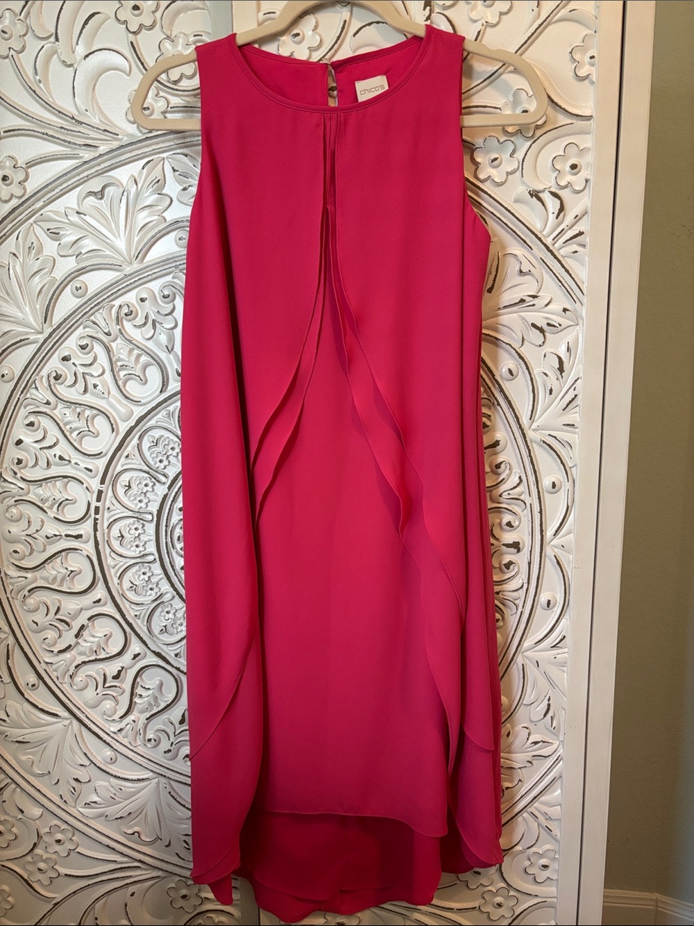 Chico's Hot Pink High-Low Overlay Dress